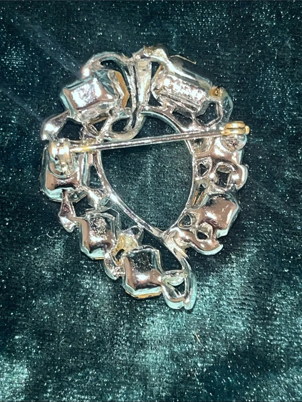 Vintage Signed Lisner Smoky Gray Rhinestone Brooch Pin Silver Tone